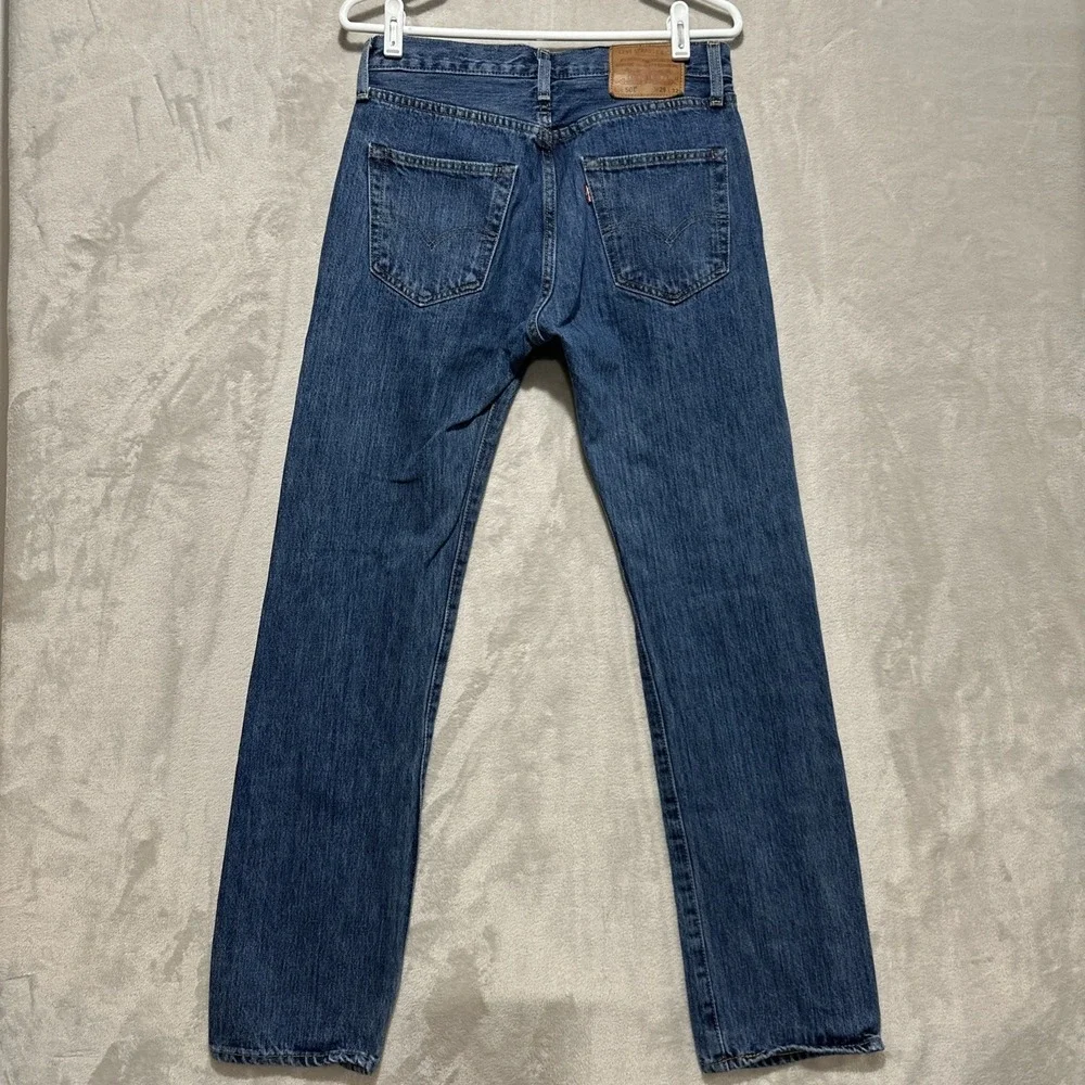 Levi's Premium 501 Jeans 29 Medium Wash Blue Denim Straight Leg Pants Button Fly